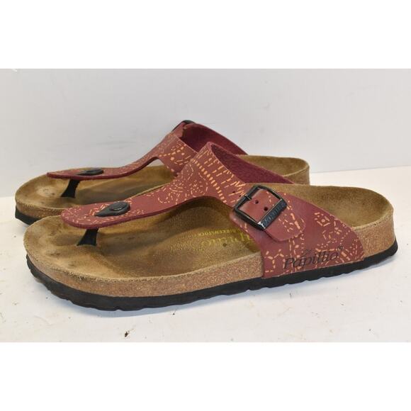Birkenstock Papillo Gizeh Red Floral Thong Sandals Women's EU 38 - Picture 3 of 7
